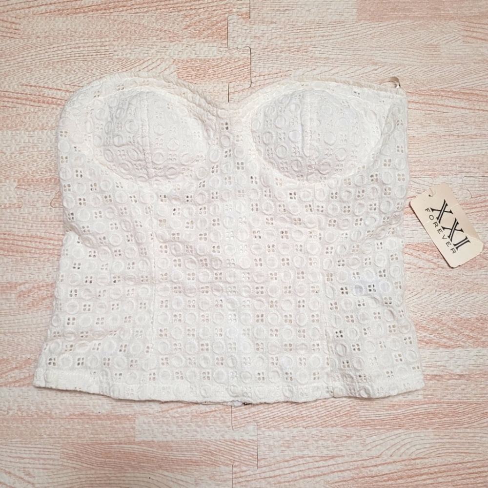 Forever 21 Lace Eyelet Tube Top